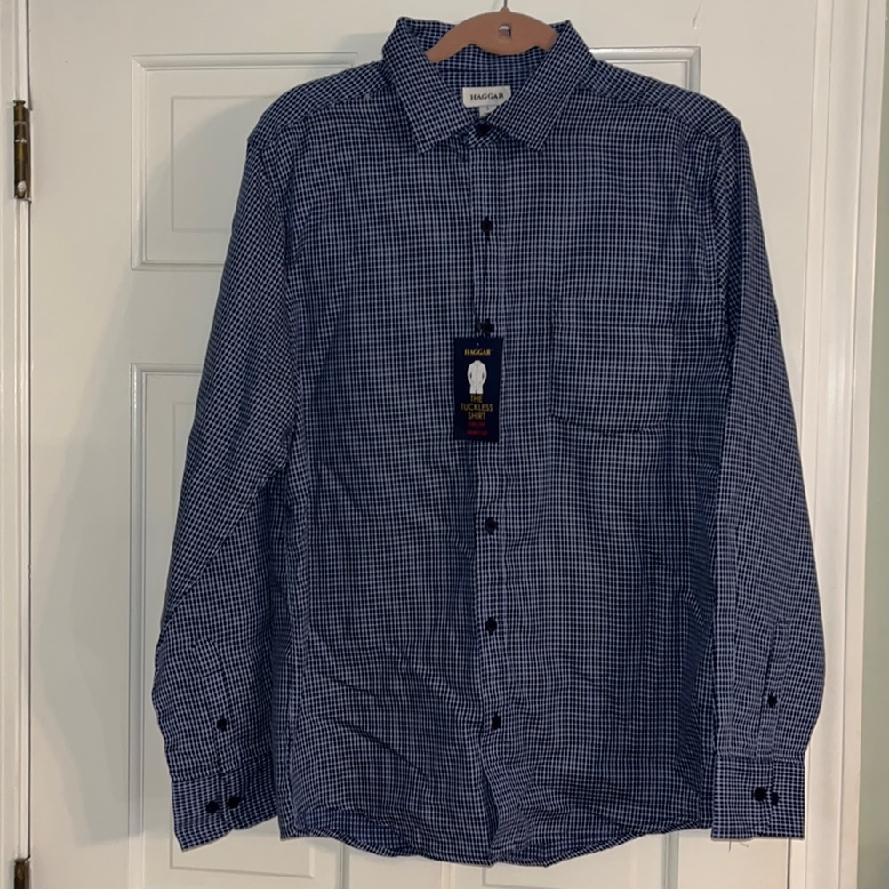 Men’s Dress Shirt NWT size Large. Blue Reef. Tuckless style.